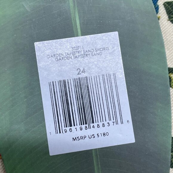 Farm Rio Women’s Sand Garden Tapestry Belted Shorts – Green Multi – Size 24 - Picture 8 of 12